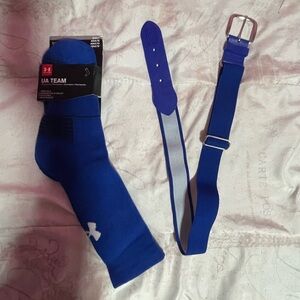 Under Armour Royal Blue unisex Athletic Socks with matching belt